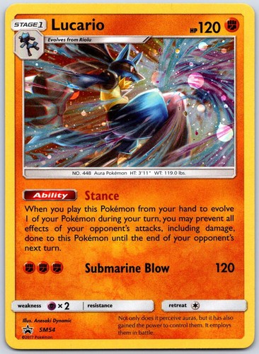 Pokemon Lucario - SM54 Holo Promo Sun & Moon Promo Lightly Played