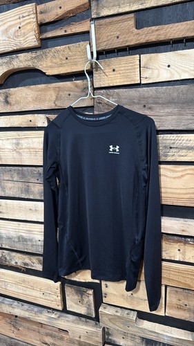 Under Armour Boy's Size YXL Black Fitted Heatgear Compression Long Sleeve Shirt - Picture 2 of 7