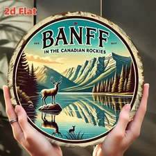 2D Flat, 2D Flat Banff Canada Rocky Mountain Aluminum Metal Wall Art 7, 8Inch Ro