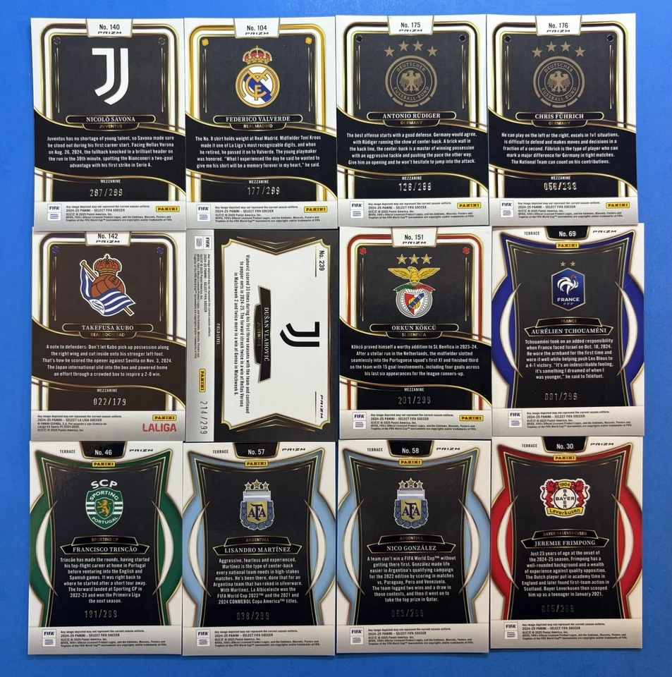 Lote de tarjetas 2024-25 Panini FIFA Select rosa fluorescente mojo/299 (12) Foto 2 de 2