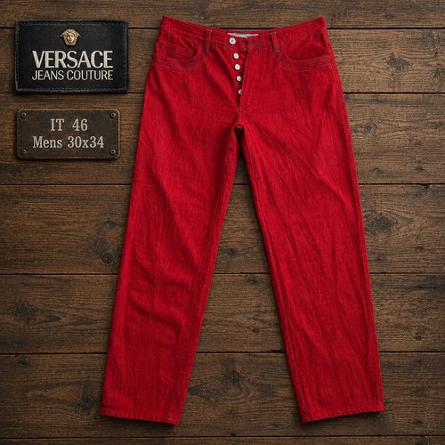 Versace Jeans Couture Mens Red Contrast Stitch Straight Leg Jeans IT 46 30x34