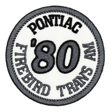 1980 Pontiac Firebird Trans Am Embroidered Patch Ivory/Dark Gray Iron-On Sew-On