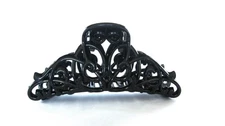 Long acrylic black filigree cut out hair claw clip