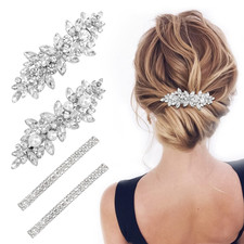 Hair Barrettes, 4 Pcs Rhinestone Hair Clips for Women - Hair Clip Barrettes with