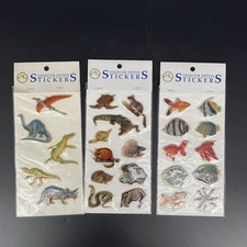 Vintage 1987 88 Puffy Stickers Fish Mammals Dinosaurs