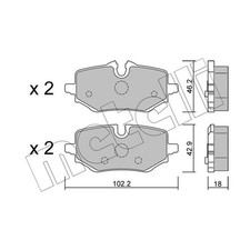 1x ORIGINAL® Metelli Bremsbelagsatz, Scheibenbremse Hinten für BMW X2 (U10) X1