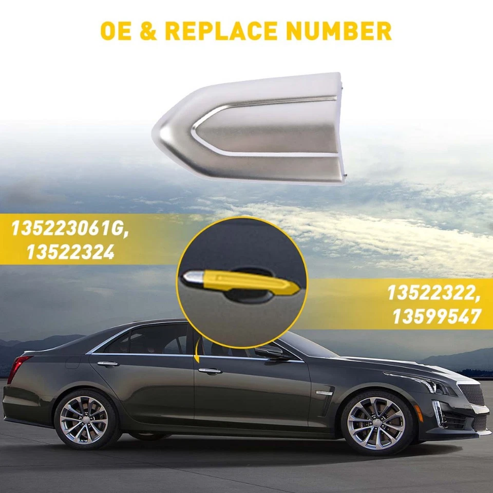 Tapa de cerradura de puerta exterior cromada manija cubierta embellecedor para Cadillac XTS ATS CTS CT6 XT5 Foto 2 de 4