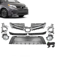 Front Grille&Fog Light Bracket 8pcs For Toyota Sienna 2018-2020 Limited/LE/XLE