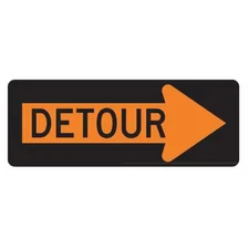 Lyle M4-10R-48Ha Detour Right Traffic Sign, 18 In Height, 48 In Width,