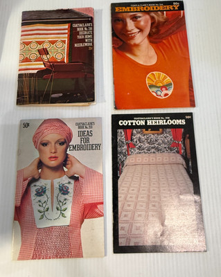 Vintage Coats & Clark s Embroidery & Needlework Booklets Lot of 4 w/ Transfers