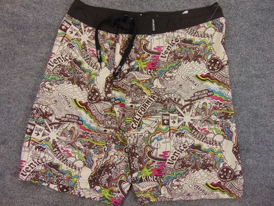 Maui Boardshorts Mens 36 Multicolor Surf Map Print Swim Trunks Surfwear