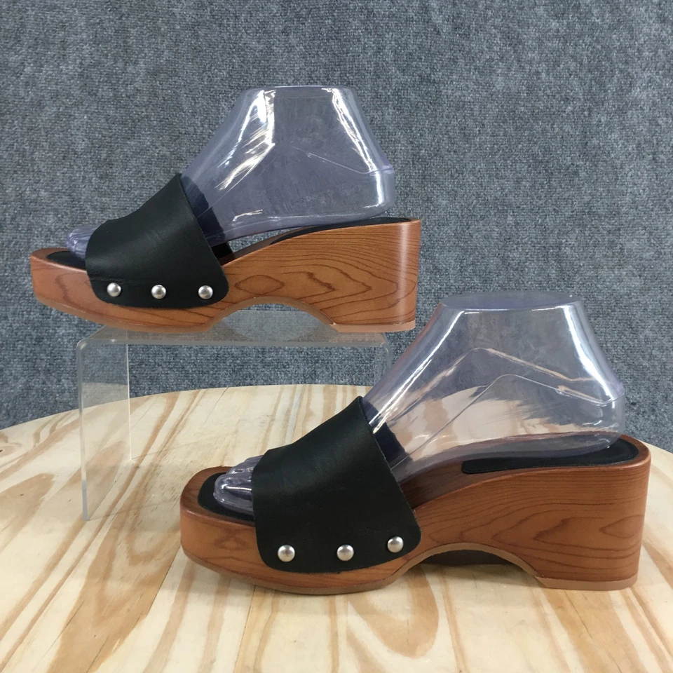 Espléndidas Sandalias Mujer 8.5 M Bree Slide Cuero Negro Tachonado Plataforma SD2BRE01 Foto 2 de 4