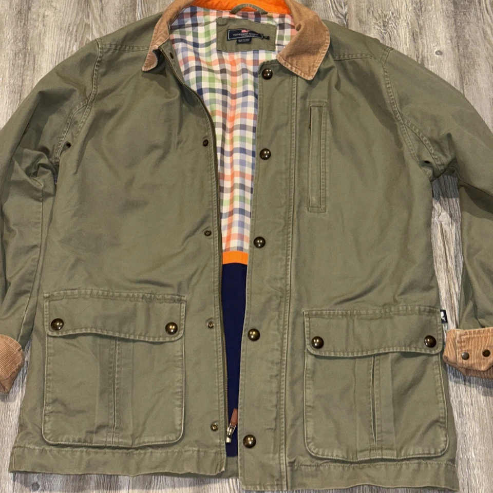 Vineyard Vines верфи холст пальто вельвет оливковый военный мужской средний M - Изображение 2 из 4