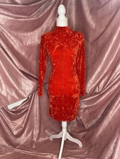 Urban Outfitters Brushed Red Velvet Christmas Cocktail Dress Small Stretchable