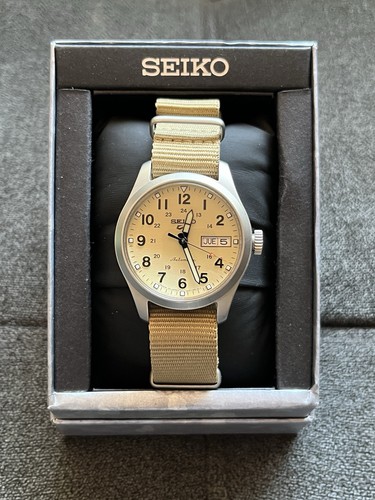 Seiko 5 Sports Field Sports Style Automatic 36.4 MM Beige Watch SRPJ83K1