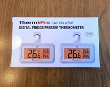 Therm Pro Digital Fridge & Freezer Thermometer Lot 2 Pack Brand NEW Sealed White