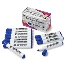Charles Leonard Dry Erase Markers, Barrel Style, Chisel Tip, Blue, Pack of 12...