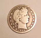 1915 D Barber Quarter Dollar 25C Cents Coin Silver