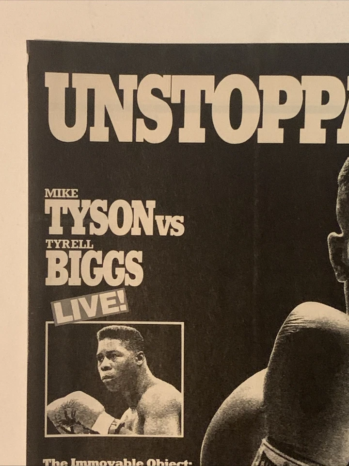 1987 HBO Boxeo Mike Tyson v Biggs Anuncio Impreso Lucha Promo De Colección Años 80 Imparable? Foto 2 de 4
