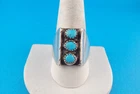 VINTAGE KEVIN YAZZIE NATIVE AMERICAN STERLING SILVER TURQUOISE RING--SIZE 11