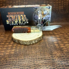 Rough Rider Tiger Stripe, Jigged Bone To Blade Barlow New In Box ￼