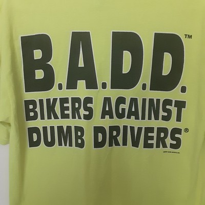 Bikers Against Dumb Drivers T Shirt Mens M High Visibility Yellow Short Sleeve 