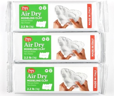 Pepy Premium European Air Dry Modeling Clay White 3-Pack 2.2 lb. Bars, 6.6 lb...