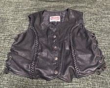 Vintage Route 66 Highway Leathers Braided Motorcycle Vest Women  s Size Large