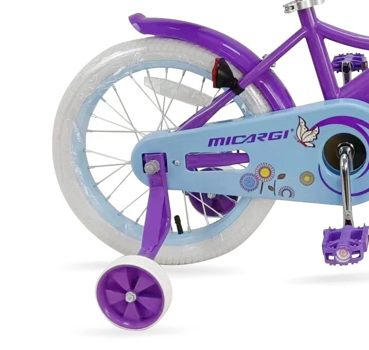 16" Princess Girls Kids Purple Bike Training Wheels & Brake Doll Carrier Bell - Image 4 of 4