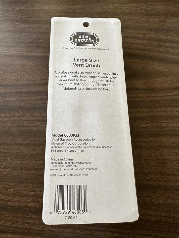 VINTAGE *NOVO* Escova de Ventilação Vidal Sassoon Anos 90 Grande Lt Nylon Cinza Angulado 6003KM - Imagem 2 de 3