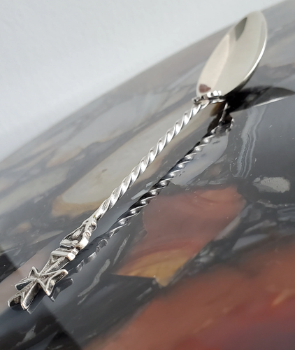 Cross of Malta 8 Pointed Firefighter's Cross Antique 917 Silver Souvenir Spoon - Picture 9 of 10