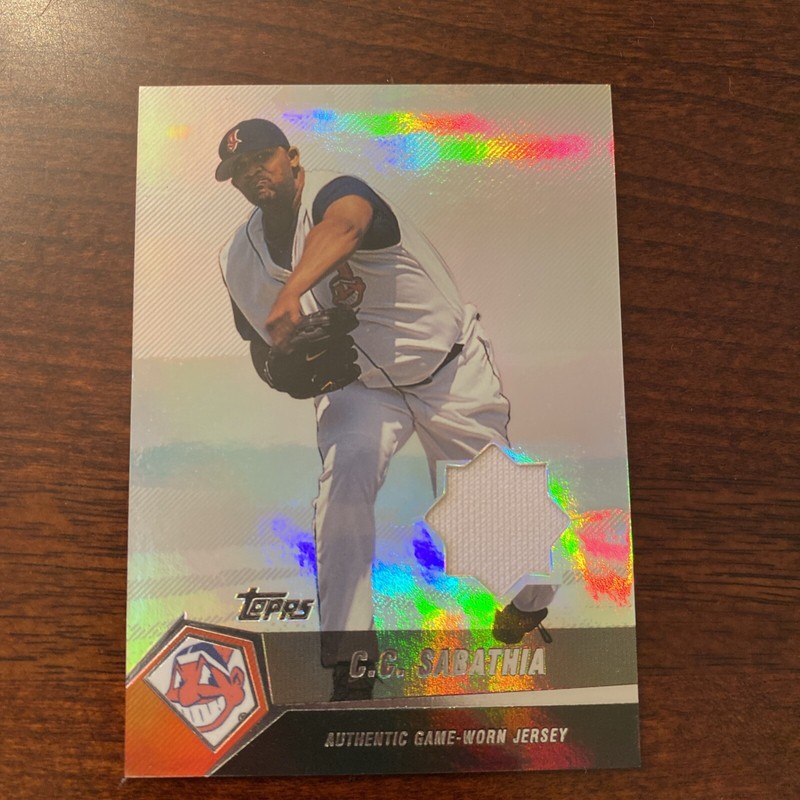 2004 TOPPS CLUBHOUSE RELIC Game-Used Jersey C.C. Sabathia BASEBALL CARD #VG