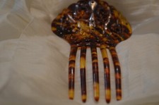 Vintage Hair Comb "Mantilla" Style Tortoiseshell Green Rhinestones Gorgeous