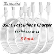 3 Pack USB C Type C Fast Charger Cable For iPhone 14 13 12 11 Pro Max XR XS X 8