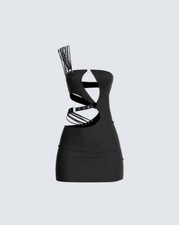 FINESSE Women's Cecily Strappy Mini Dress- Black - (Small)