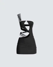 FINESSE Women's Cecily Strappy Mini Dress- Black - (Small)