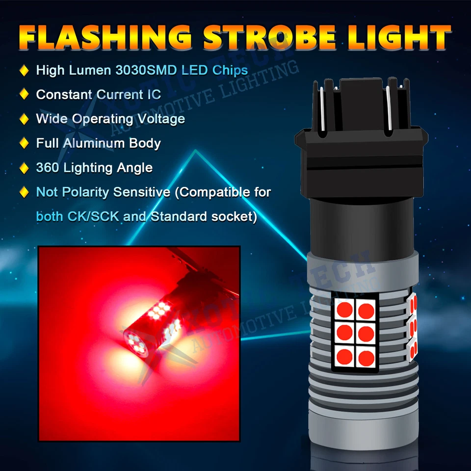 3157 3030 30-SMD LED estroboscópico intermitente freno parada luz trasera bombillas lámparas Foto 2 de 4