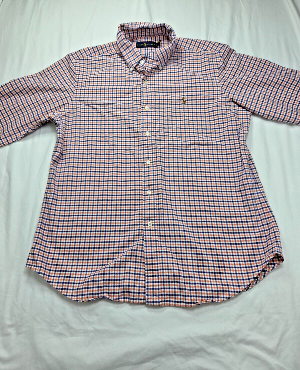 Polo Ralph Lauren Flesh Pony arancione a quadri uomo camicia manica lunga grande