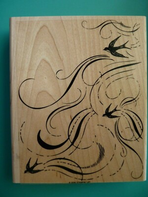 Birds in Flight Wind Swirls - French Flair XL STAMPIN' UP Rubber Stamp 