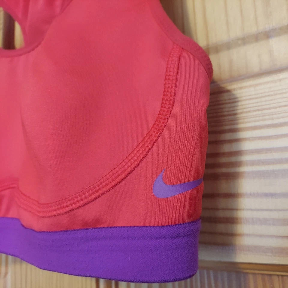 NIKE PRO FIERCE Dri-Fit Medium Support Sports Bra 620279 Crimson Purple Small S - Image 2 of 4