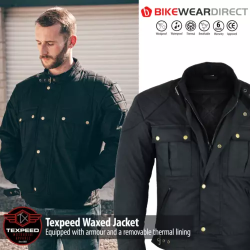 Wasserdichte Motorrad Motorrad Jacke gewachste Regen Baumwolle Biker mit CE Panzerung