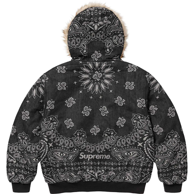 Supreme Bandana Jacquard Denim Hooded Work Jacket 3colors Supreme Bandana Jacquard Denim Hooded Work Jacket 3colors