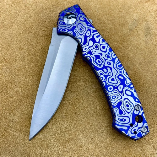 Zero Tolerance ZT 0450 Plain Edge Folder Blue & Silver Flomascus Ano.  ZT0450