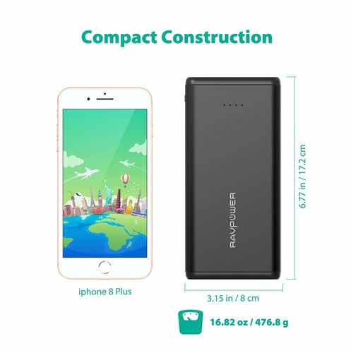 Power Bank Portable Charger 20000mAh RAVPower USB External Battery Pack - Picture 4 of 4