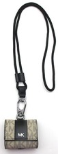 NEW MICHAEL KORS Gifting AIRPOD MK Logo Case Hemp/Brown w/Lanyard 1, 2 Pro Gen
