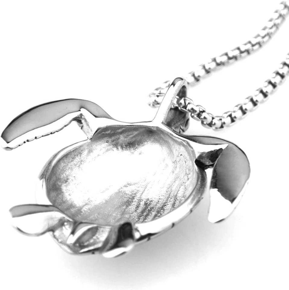 Collar Colgante Tortuga Marina Grande Plata Acero Inoxidable Joyería Grande Hombres, Mujeres Foto 4 de 4