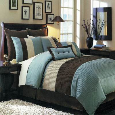 Hudson 6-8 Piece Blue Complete Microfiber Comforter Set