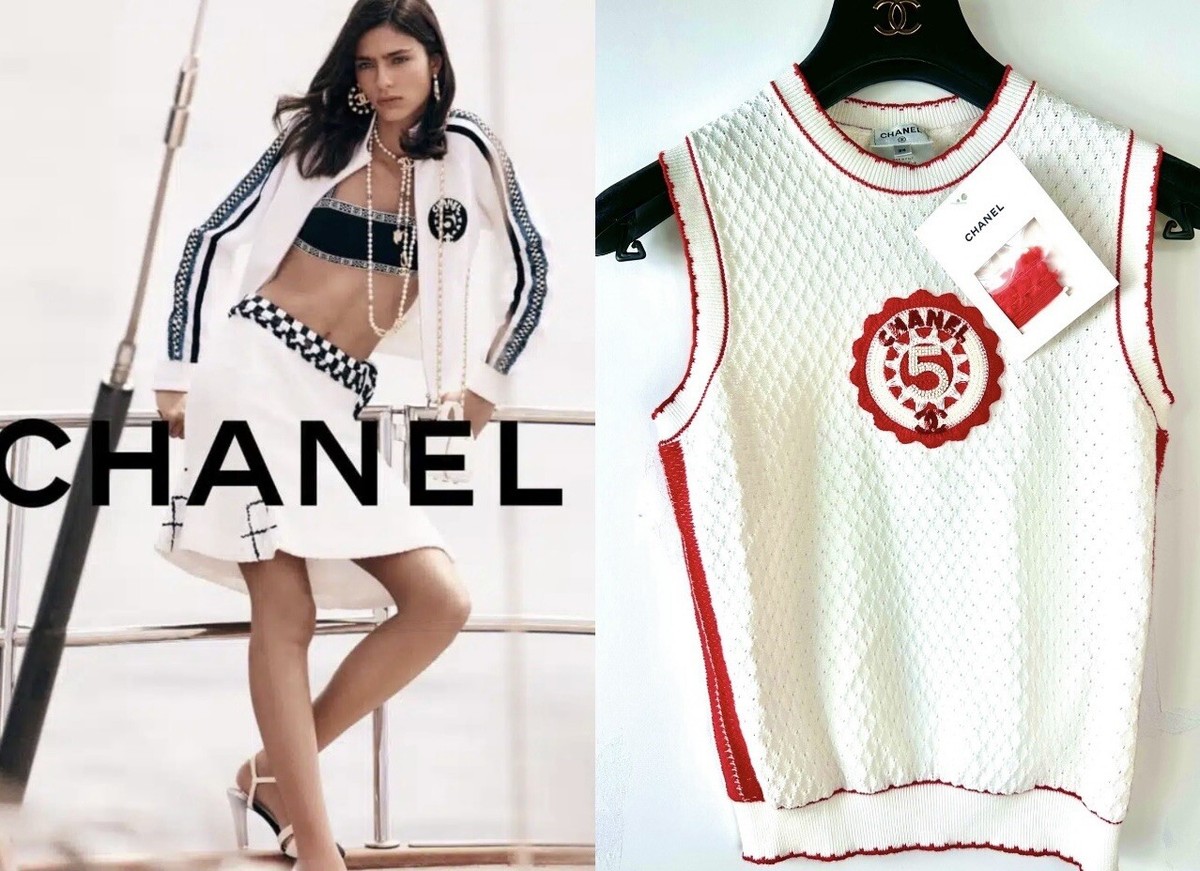 シャネル CHANEL ニット ジップアップ ベスト トップス ロゴ刺繍 34 シャネル CHANEL ニット ジップアップ ベスト トップス ロゴ刺繍