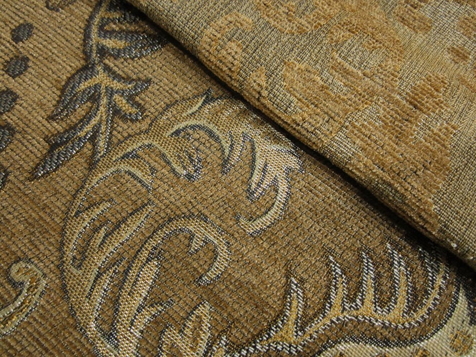 Custom Chenille Striped Cushion Cover – Gold Brown Damask Design, Any Size Available 7 thumbnail image
