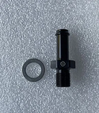 B100  M10x1.0 To 1/4 Barb W/ Crush Washer Aluminum Fitting Black